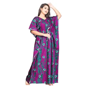 Fabimi Women Cotton Kaftan Nighty Large Size Relaxed Sleepwear