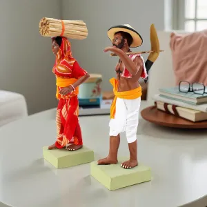 Indian Farmer Couple Handicrafts Dolls for Home Decoration