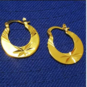 Brass Gold Plated Flower Design Earrings & Stud Shining (Pack of 2)