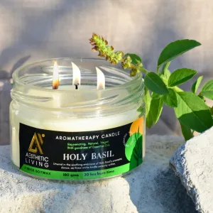 3 Wick Holy Basil Candle 180g for Home Fragrance and Decor