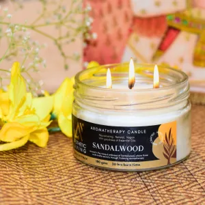 3 Wick Sandalwood Candle 180g for Home Fragrance and Decor