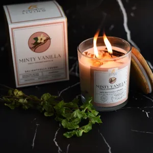 Minty Vanilla Botanic Candle with Peppermint and Vanilla Essential Oil 300g