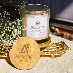 Minty Vanilla Botanic Candle with Peppermint and Vanilla Essential Oil 300g