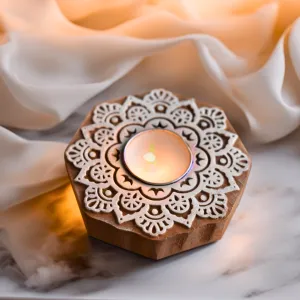Surajmukhi Wooden T-Light Holder Decorative Candle Display