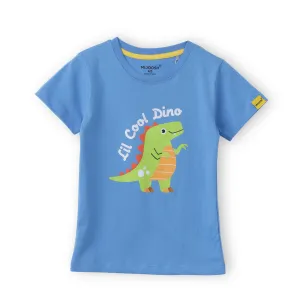 All Aboard Blue Dino Cotton T Shirt for Boys
