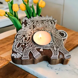 Airavat Wooden T-Light Holder Decorative Home Candle Holder