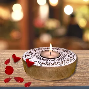 Rangoli Wooden T-Light Holder Decorative Candle Accessory