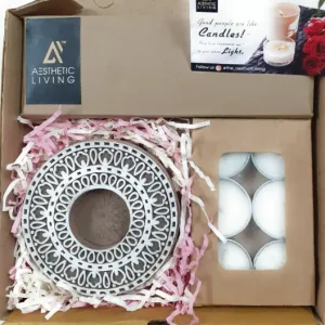 Rangoli Wooden T-Light Holder Decorative Candle Accessory