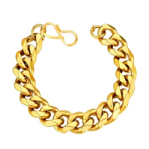 Evordlss Golden Curb Chain Bracelet, 20 cm Length, Gold Plated, for Men & Boys (Pack of 1)