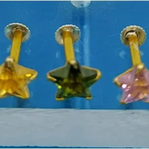 Beautiful Gold Plated Nose Pin CRYTAL STONE FIVE STAR Wedding Nose Ring Fashion Gift Jewellry PACK OF 5