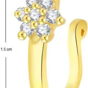 Beautiful Gold Plated Nose Pin U LONG 7 STONE Wedding Nose Ring Fashion Gift Jewellry PACK OF 1