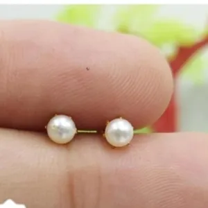 Beautiful Gold Plated Nose Pin PEARL WHITE Wedding Nose PIN Fashion Gift Jewellry PACK OF 2