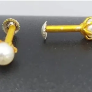 Beautiful Gold Plated Nose Pin PEARL WHITE Wedding Nose PIN Fashion Gift Jewellry PACK OF 2
