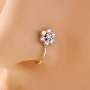 Gold-plated Plated Metal, Alloy, Brass, Nose Stud 7 Nug U Shap