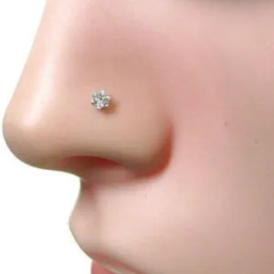 White Single Nugget Nose Pin