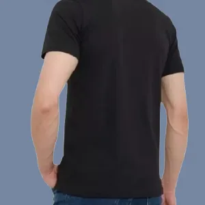 Men's Pure Cotton Black T-Shirt with Bold Front Panel Print | Trendy Half Sleeve Round Neck Casual Tee