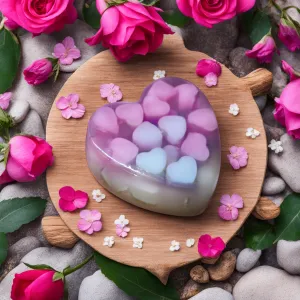 Handmade pink glycerin soap with rose oil for soft glowing skin