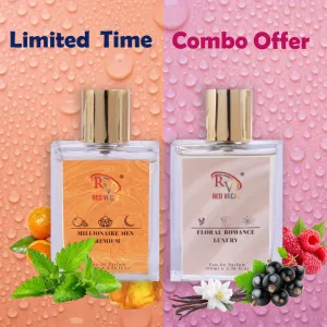 Red Vocal Millionaire Men Premium (Men) with Floral Romance Luxury (Women) 100ml Perfume Spray Combo – 2 x 100ml