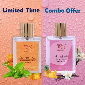 Red Vocal Millionaire Men Premium (Men) with Bad Angel Premium (Women) 100ml Perfume Spray Combo – 2 x 100ml