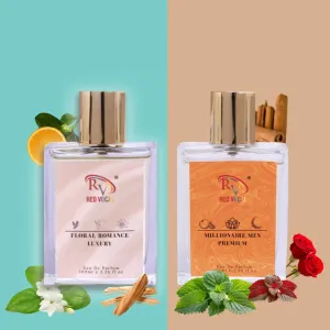 Red Vocal Floral Romance Luxury (Women) with Millionaire Men Premium (Men) 100ml Perfume Spray Combo – 2 x 100ml