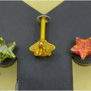 Beautiful Gold Plated Nose Pin CRYTAL STONE FIVE STAR Wedding Nose Ring Fashion Gift Jewellry PACK OF 5