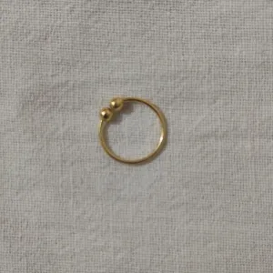 GIRLS Nose RING GOLD BOLL DOUBLE Diamond...