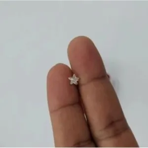 Beautiful Gold Plated Nose Pin CRYTAL STONE FIVE STAR 01 WHITE Wedding Nose Ring Fashion Gift Jewellry PACK OF 1