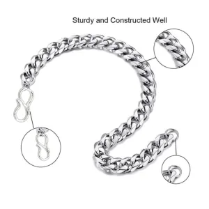 Evordlss Golden Curb Chain Bracelet, 20 cm Length, Silver Plated, for Men & Boys (Pack of 1)