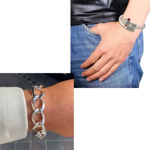 Evordlss Golden Curb Chain Bracelet, 20 cm Length, Silver Plated, for Men & Boys (Pack of 1)