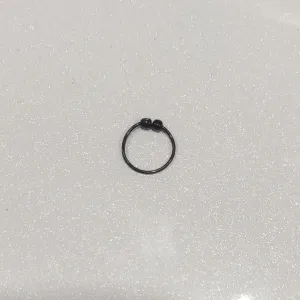 BLACK NOSE RING BOLL Rhodium Plated Brass, Metal, Alloy, Stone Nose Ring PACK OF 1