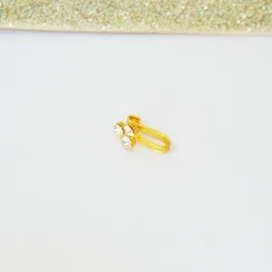 Gold U-Shape Nose Stud with 3 Nuggets – Sleek Style