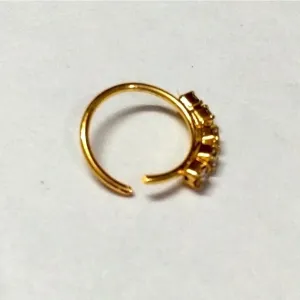 Diamond Nose RING GOLE 5 NUG DOUBLE Diamond Nose RING For Women and Girl PACK OF 1