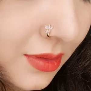 Round U-Shape Nose Ring with 7 Nuggets
