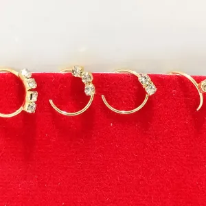 Gold-plated Plated Brass, Metal, Alloy, 1/2/3/4 Stone Nose Ring PACK OF 4