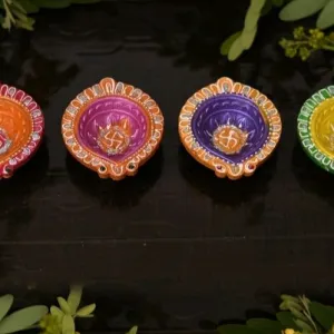 Diwali Clay Diya Handicrafts Set of 21 Decorative Lamps