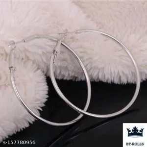 Silver Gol Hoop Earrings Big Size Alloy Earring for Girls & Women Pack1 Pair