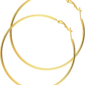 GOLDEN Gol Hoop Earrings Big Size Alloy Earring for Girls & Women Pack1 Pair