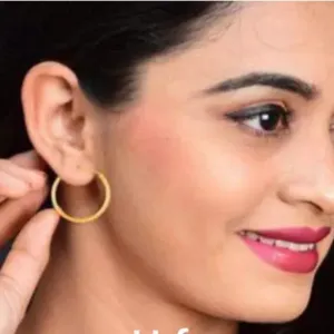 Gold Plated Brass cutwork Small &Cute fashion Hoop Bali For Girl Women PACK OF 1