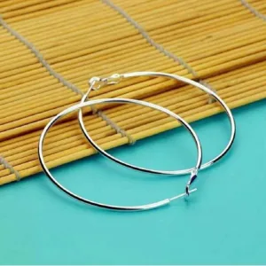 Silver Gol Hoop Earrings Big Size Alloy Earring for Girls & Women Pack1 Pair