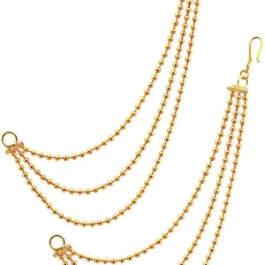 Golden Jhumka Ear Chain Hair Accessory For Girls For Wedding / Fancy Party wear