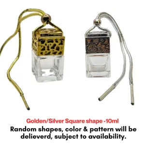 Square Gold Silver Car Diffuser Bottle Oil Combo Lemongrass