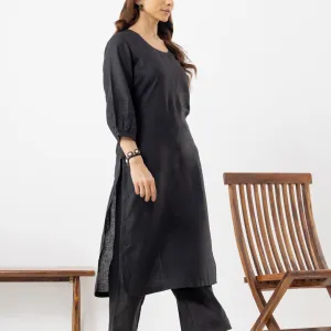 Black Straight Kurta Set for Women Stylish Ethnic Casual Wear