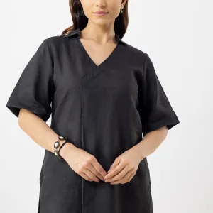 Women’s Black V-Neck Short Sleeve Kurta Set