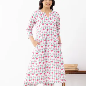 Floral Print Cotton Kurta Set with Palaz...