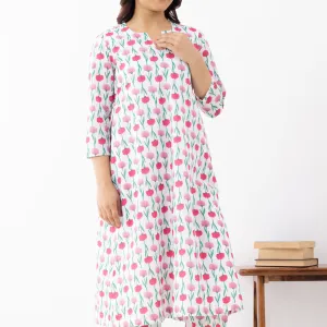 Floral Print Cotton Kurta Set with Palazzo Pants