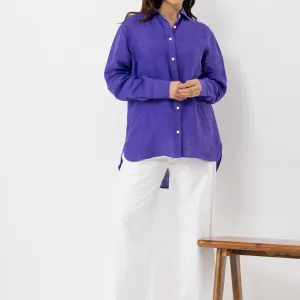 Women’s Solid Purple Linen Shirt