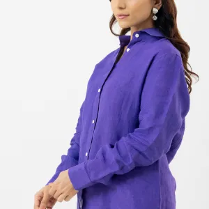 Women’s Solid Purple Linen Shirt