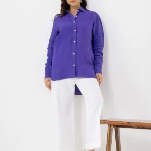 Women’s Solid Purple Linen Shirt
