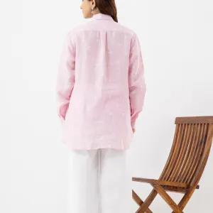 Women's Light Pink Floral Cotton Shirt