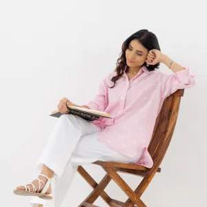 Women's Light Pink Floral Cotton Shirt